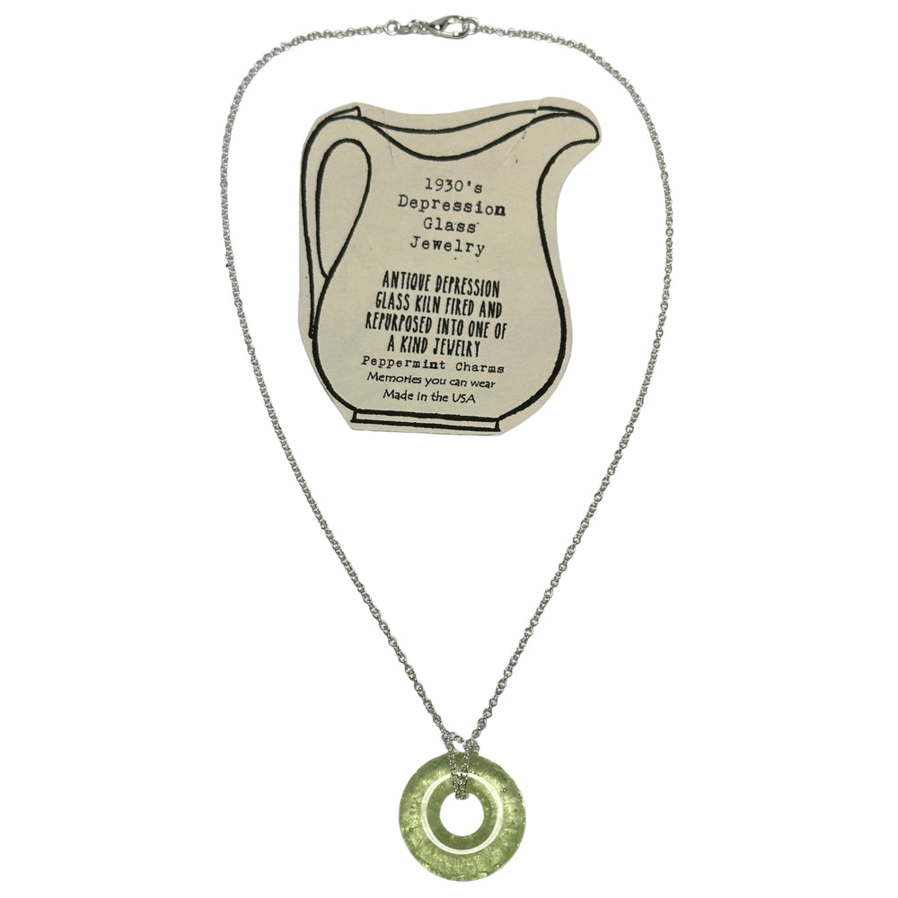 1930s Green Depression Glass Circle Necklace