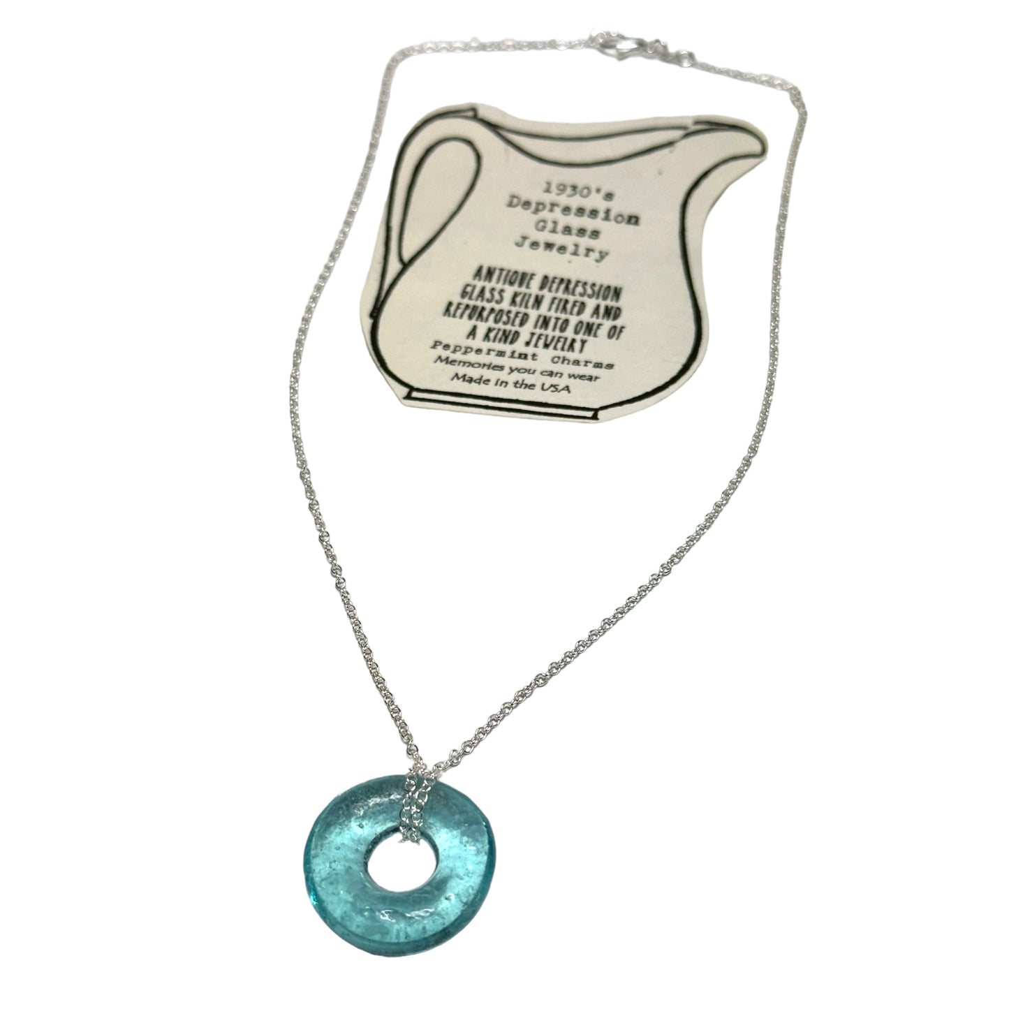 
                  
                    1930s Blue Depression Glass Circle Necklace
                  
                