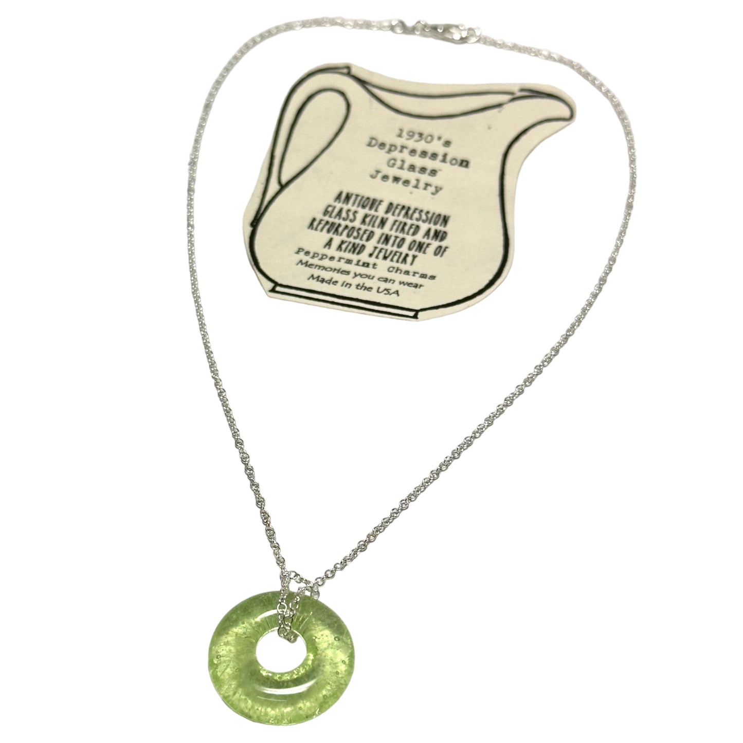 
                  
                    1930s Green Depression Glass Circle Necklace
                  
                