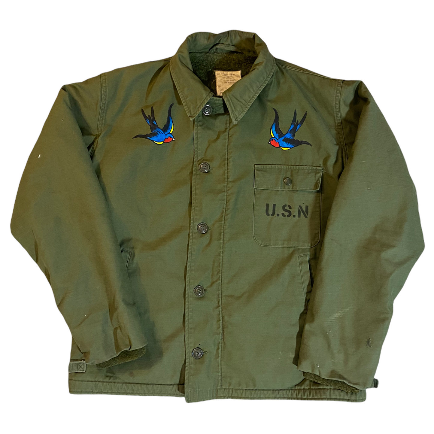 
                  
                    Hand Painted ‘60s-‘80s A-2 Navy Deck Jacket
                  
                